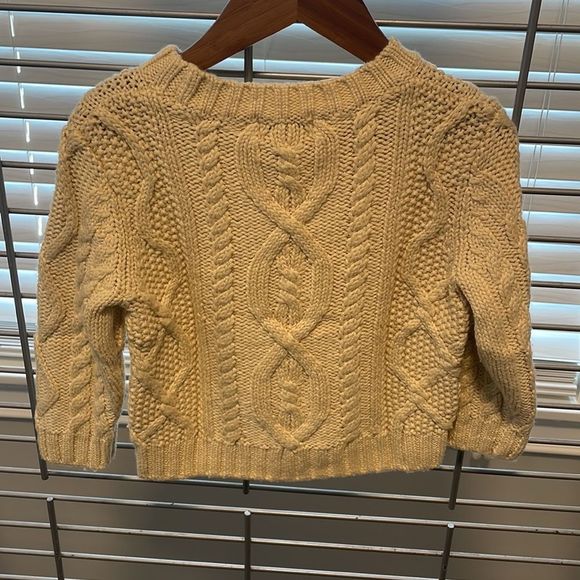 LL Bean Classic Cable Knit Kids Sweater - Cream - Picture 3 of 3